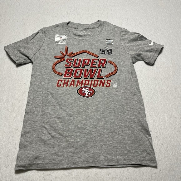 Nike Tee Gray NFL Trophy San Francisco 49ers Super Bowl LVIII Champions Women S - Picture 2 of 7